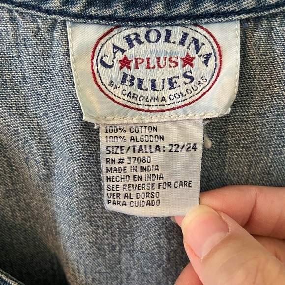 Carolina Blues Plus Denim Jumper Blue Maxi Floral Embroidered Dress 22 / 24 - Picture 4 of 10